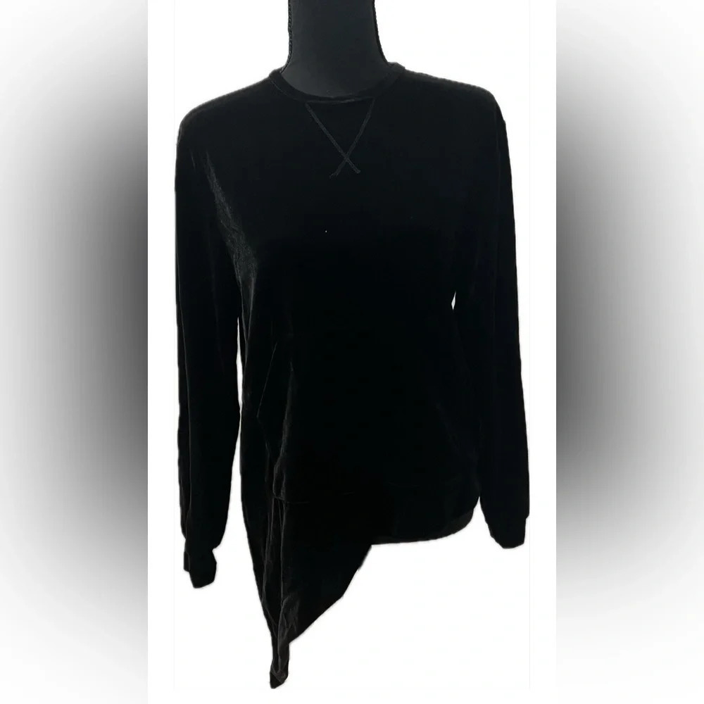 Black velour asymmetrical top
